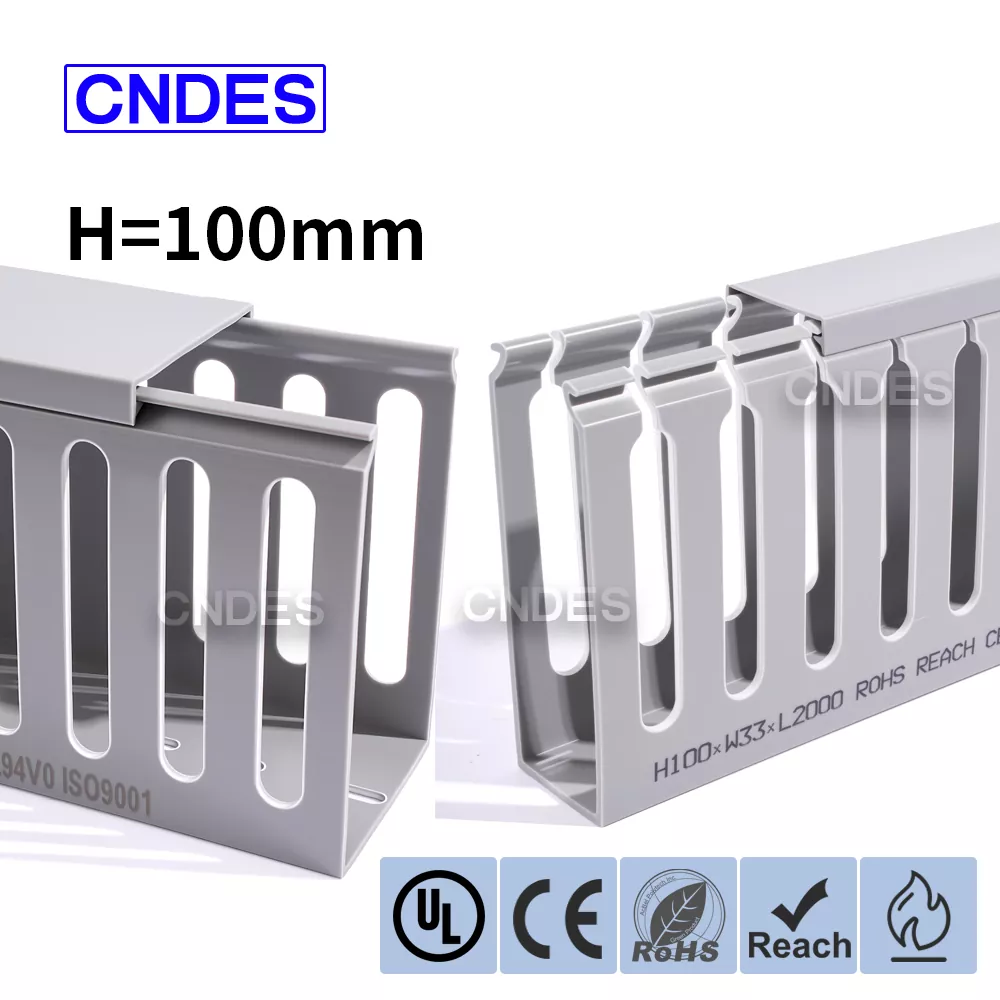 کانال سیم کشی محفظه پی وی سی اسلات باز با ارتفاع 100 میلی متر