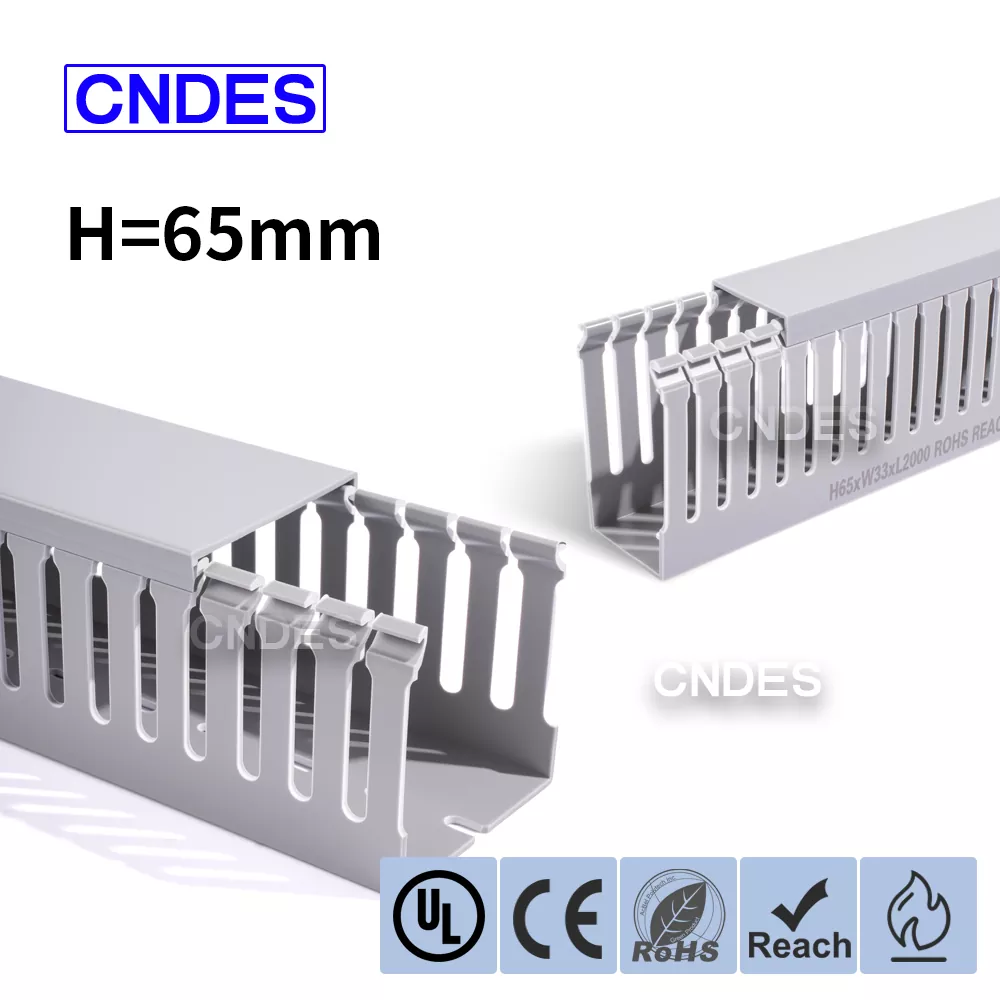 کانال سیم کشی صنعتی پی وی سی شیاردار با ارتفاع 65 میلی متر