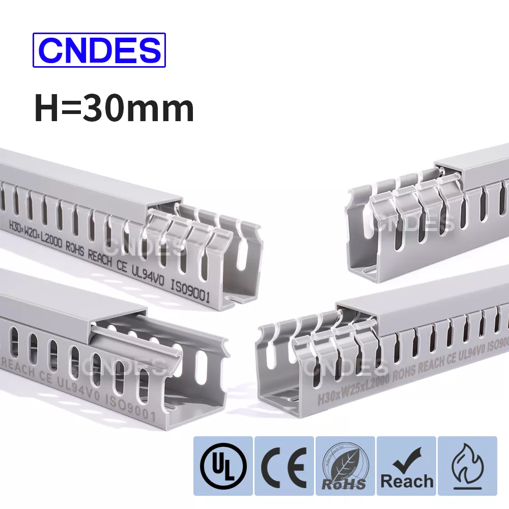 کانال مدیریت کابل پی وی سی شیاردار با ارتفاع 30 میلی متر